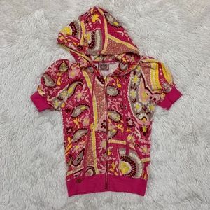 Juicy Couture Paisley Short Sleeve Zip Up Hoodie
